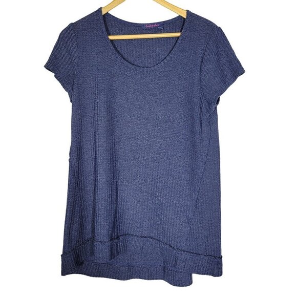 Fresh Produce Women's Long Line Waffle Texture Navy Tunic Blouse Size M - Picture 1 of 10
